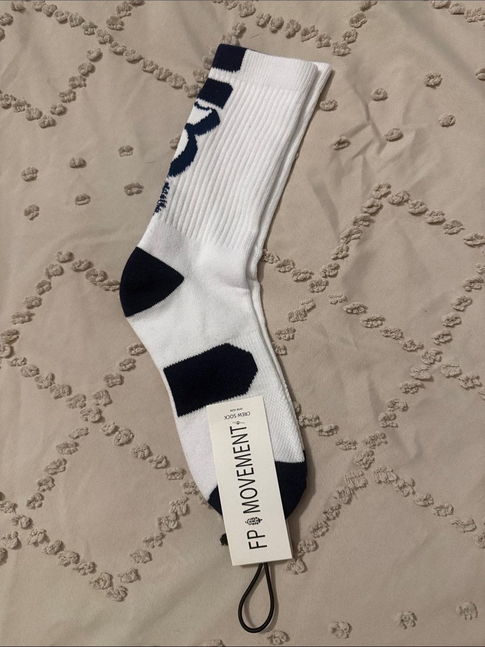 FP Movement by Free People White Crew Socks with Black Accents